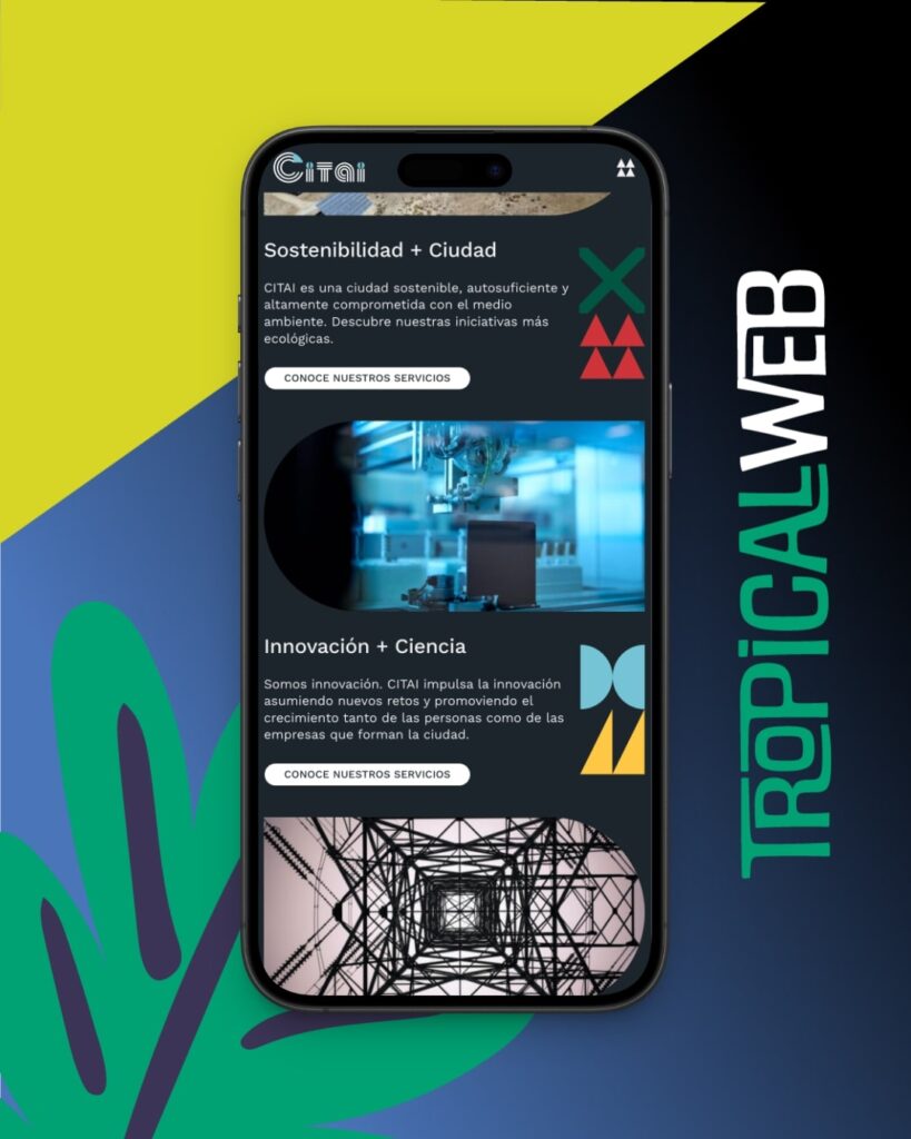 Mockup en formato móvil del sitio web de Citai