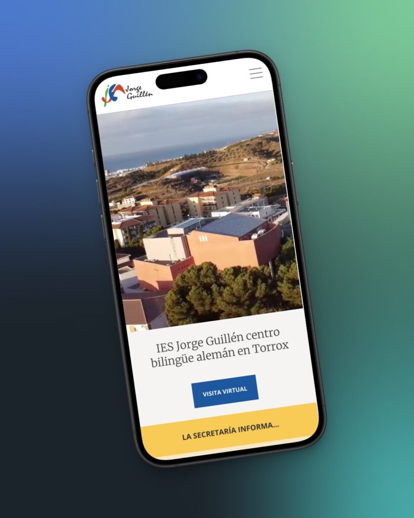 Mockup en formato móvil del sitio web de IES Jorge Guillén