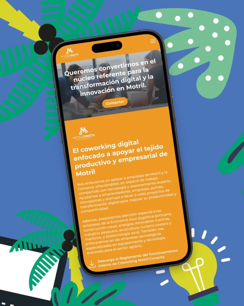 Mockup en formato móvil del sitio web de Motril Conecta